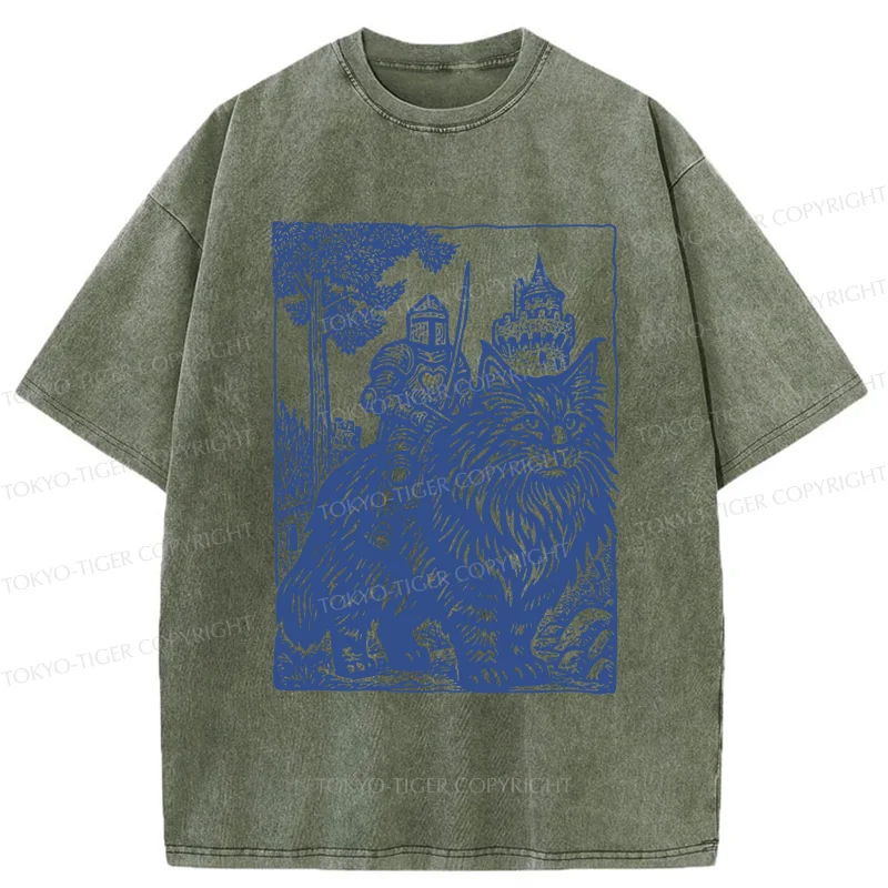 Tokyo-Tiger Cat And Knight Washed T-Shirt