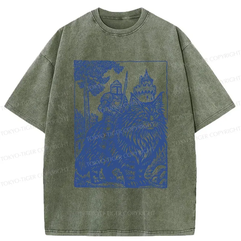 Tokyo-Tiger Cat And Knight Washed T-Shirt
