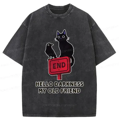 Tokyo-Tiger Black Cat And Crow Washed T-Shirt