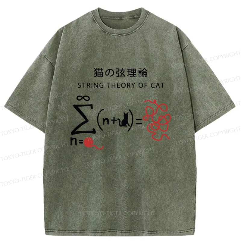Tokyo-Tiger String Theory Of Cat Washed T-Shirt