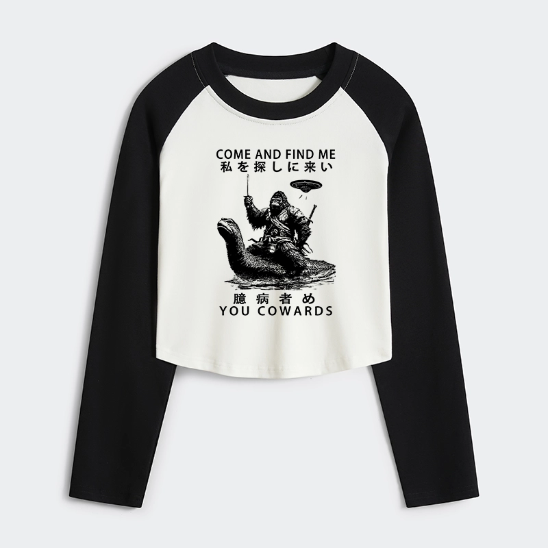 Tokyo-Tiger Can You Find Us Women's Crop Raglan T-Shirt