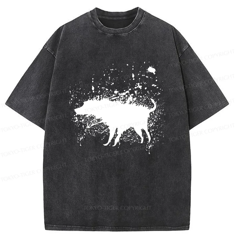 Tokyo-Tiger Tumbling Dog Washed T-Shirt