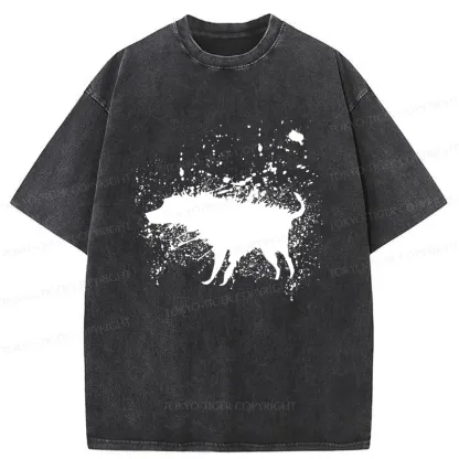 Tokyo-Tiger Tumbling Dog Washed T-Shirt