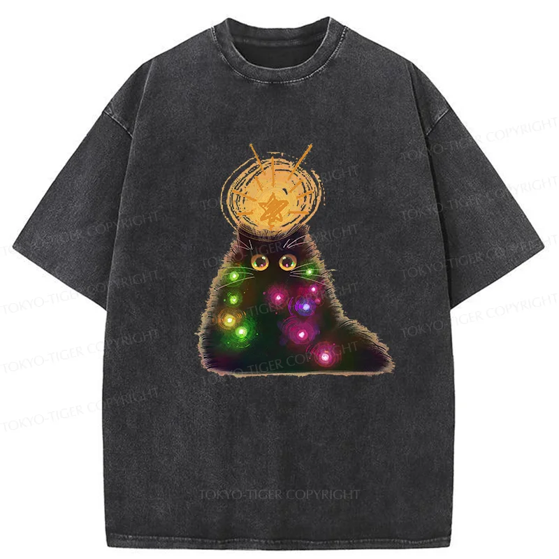 Tokyo-Tiger Christmas Cat Washed T-Shirt