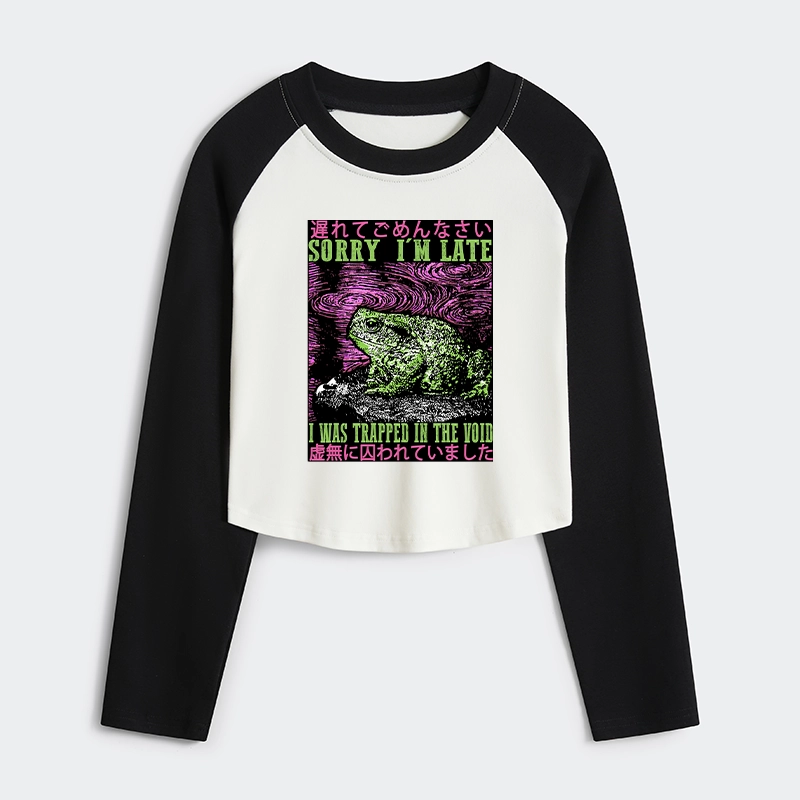 Tokyo-Tiger Frogs Trapped In The Void Women's Crop Raglan T-Shirt