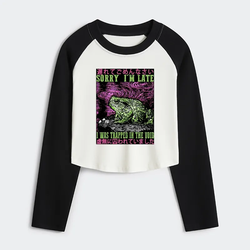 Tokyo-Tiger Frogs Trapped In The Void Women's Crop Raglan T-Shirt