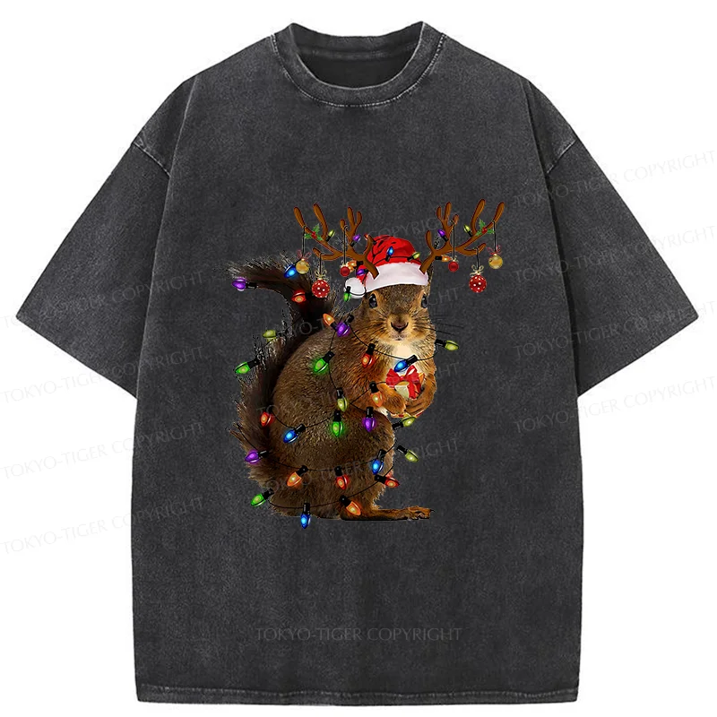 Tokyo-Tiger Christmas Squirrel Washed T-Shirt