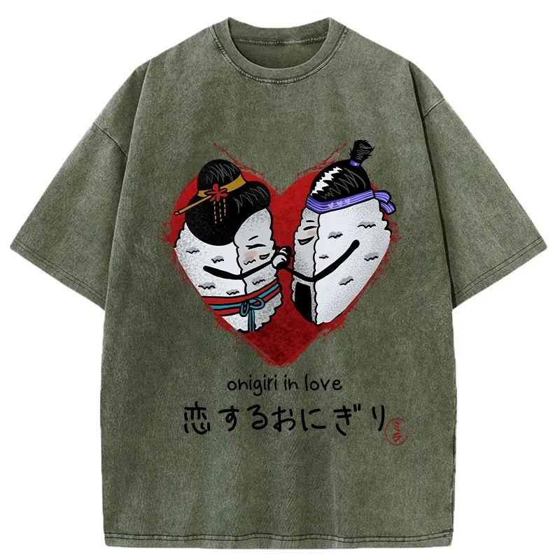 Tokyo-Tiger Onigiri In Love Washed T-Shirt