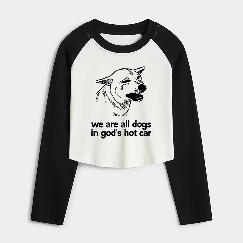 Tokyo-Tiger Sad Dog Funny Women's Crop Raglan T-Shirt