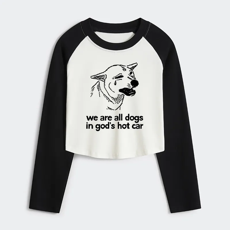 Tokyo-Tiger Sad Dog Funny Women's Crop Raglan T-Shirt