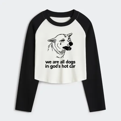 Tokyo-Tiger Sad Dog Funny Women's Crop Raglan T-Shirt