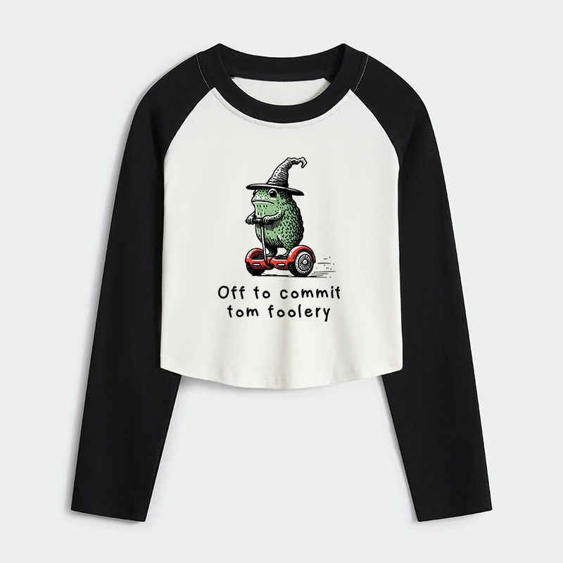 Tokyo-Tiger Frog Riding A Balance Scooter Women's Crop Raglan T-Shirt