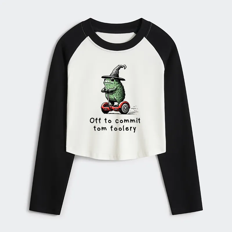 Tokyo-Tiger Frog Riding A Balance Scooter Women's Crop Raglan T-Shirt