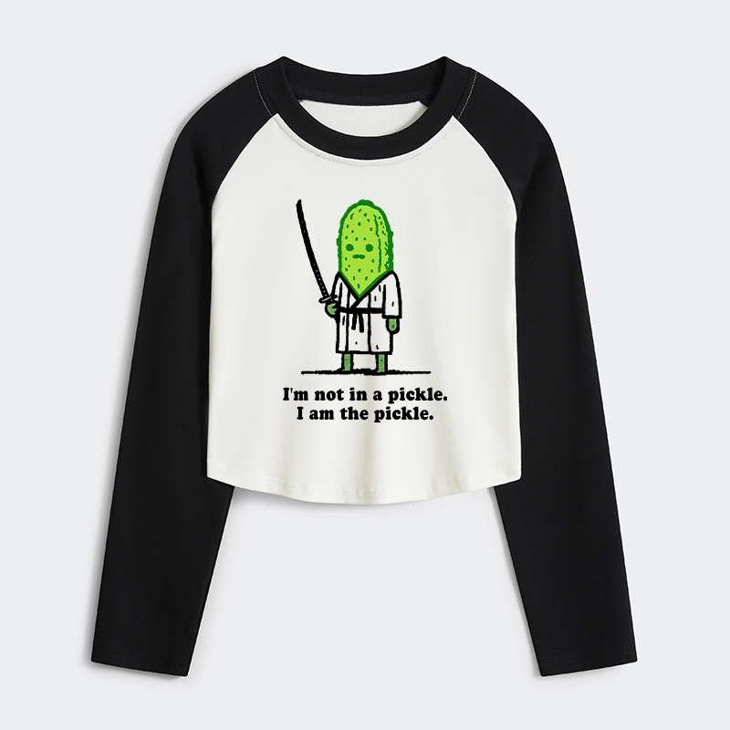 Tokyo-Tiger Funny Cucumber Samurai Women's Crop Raglan T-Shirt