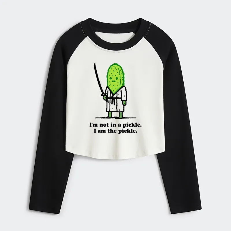 Tokyo-Tiger Funny Cucumber Samurai Women's Crop Raglan T-Shirt