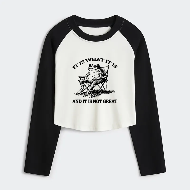 Tokyo-Tiger Resting Frog Funny Women's Crop Raglan T-Shirt