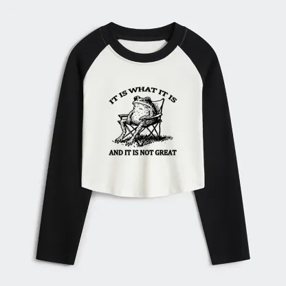 Tokyo-Tiger Resting Frog Funny Women's Crop Raglan T-Shirt