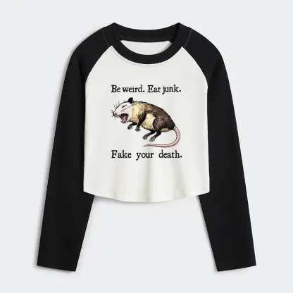 Tokyo-Tiger Possum Playing Dead Women's Crop Raglan T-Shirt