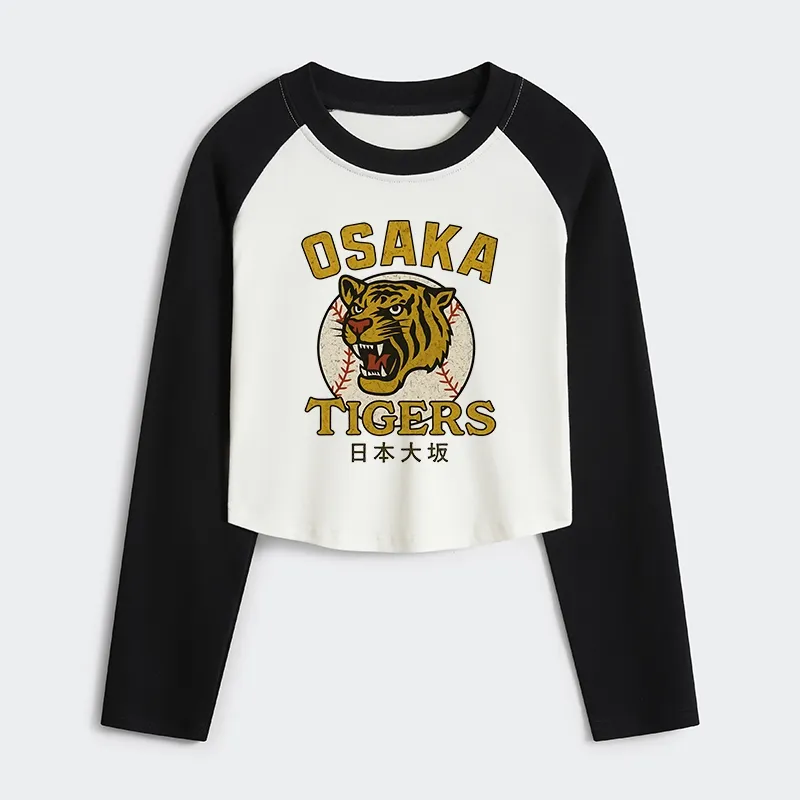 Tokyo-Tiger Funny Osaka Tigers Women's Crop Raglan T-Shirt