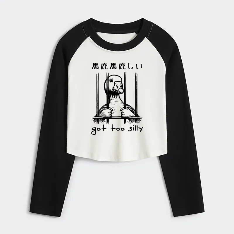 Tokyo-Tiger Got Too Silly Goose Women's Crop Raglan T-Shirt