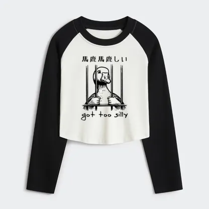 Tokyo-Tiger Got Too Silly Goose Women's Crop Raglan T-Shirt