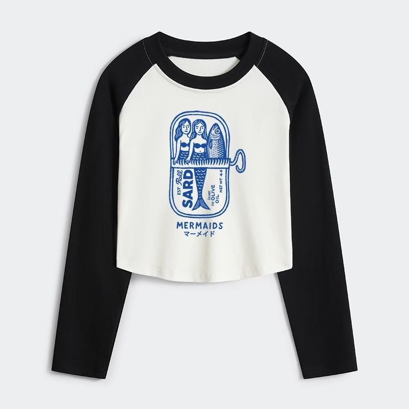 Tokyo-Tiger Mermaid Can Women's Crop Raglan T-Shirt