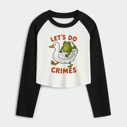 Tokyo-Tiger Frog Ready To Commit Crime Women's Crop Raglan T-Shirt