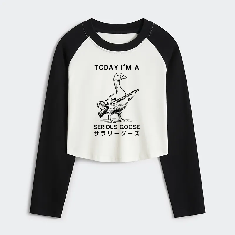 Tokyo-Tiger Serious Stupid Goose Women's Crop Raglan T-Shirt