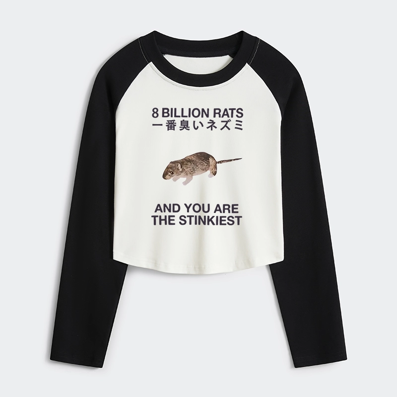 Tokyo-Tiger World's Stinkiest Rat Women's Crop Raglan T-Shirt