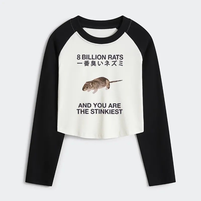 Tokyo-Tiger World's Stinkiest Rat Women's Crop Raglan T-Shirt