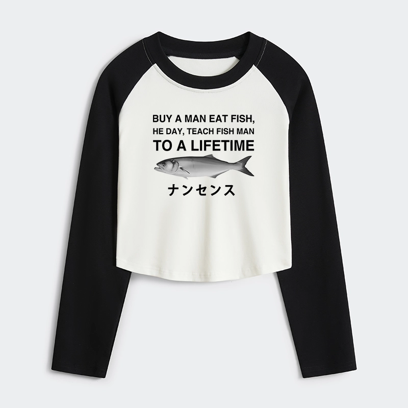 Tokyo-Tiger Funny To A Lifetime Women's Crop Raglan T-Shirt