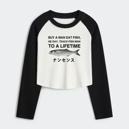 Tokyo-Tiger Funny To A Lifetime Women's Crop Raglan T-Shirt