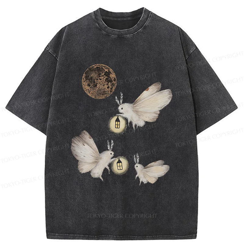 Tokyo-Tiger Night Moths Washed T-Shirt