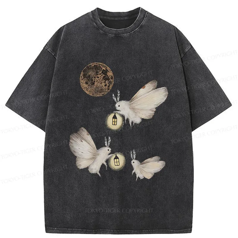 Tokyo-Tiger Night Moths Washed T-Shirt