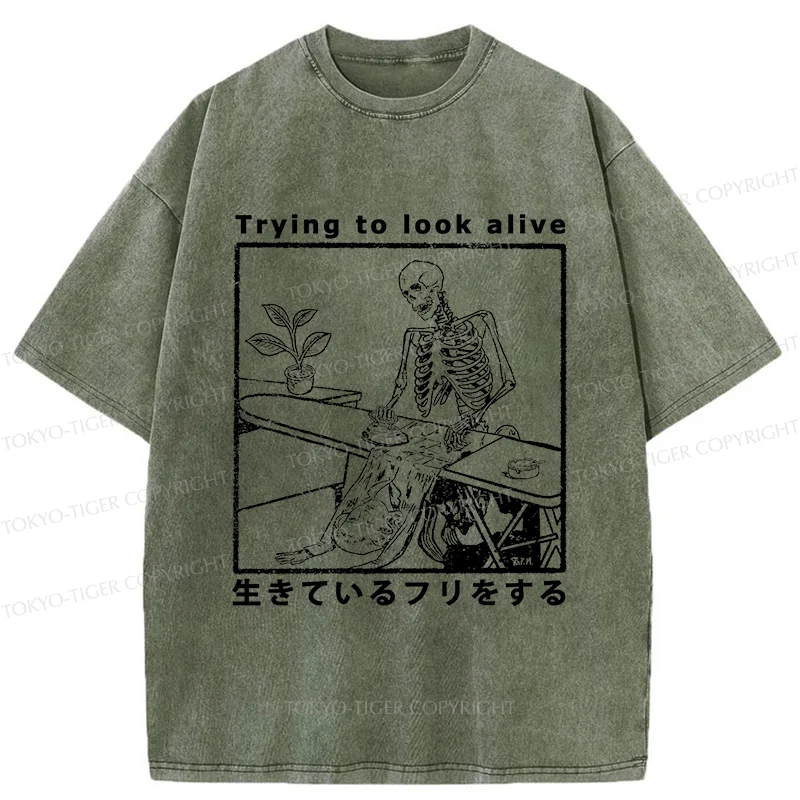 Tokyo-Tiger Ironing Shell Washed T-Shirt