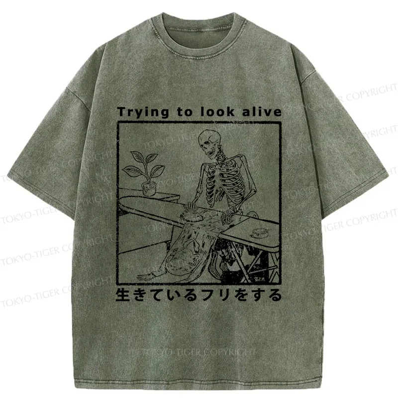 Tokyo-Tiger Ironing Shell Washed T-Shirt