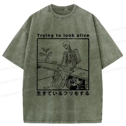 Tokyo-Tiger Ironing Shell Washed T-Shirt