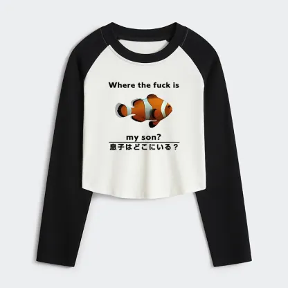 Tokyo-Tiger Fish Looking For Son Women's Crop Raglan T-Shirt