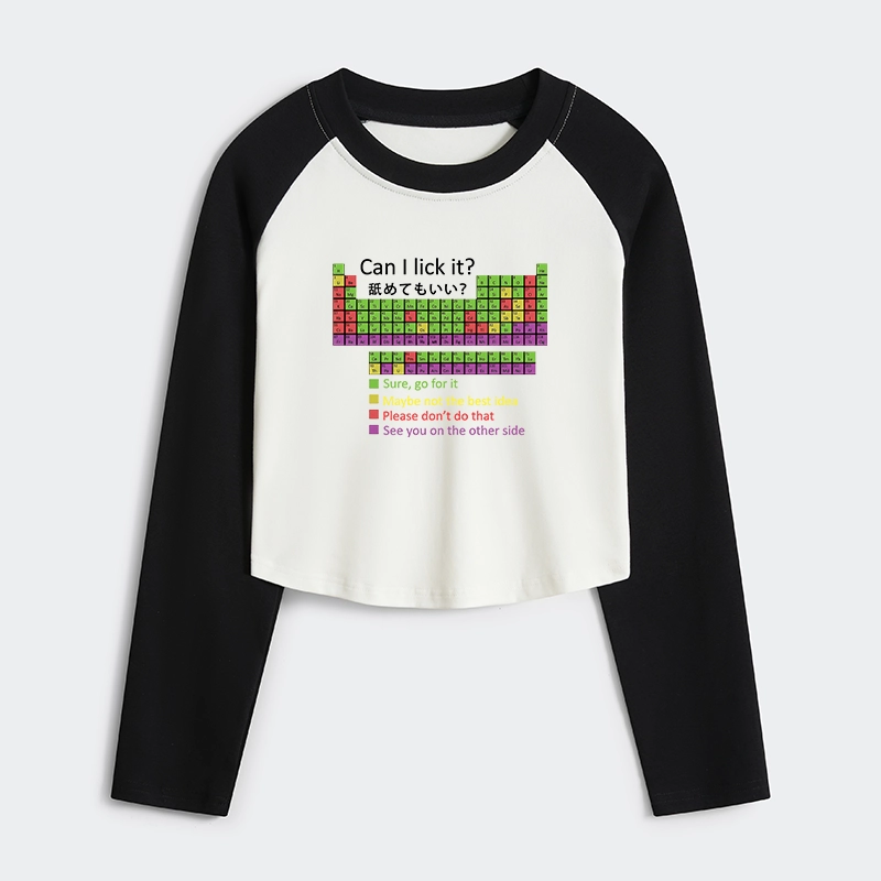 Tokyo-Tiger Can I Lick It Women's Crop Raglan T-Shirt