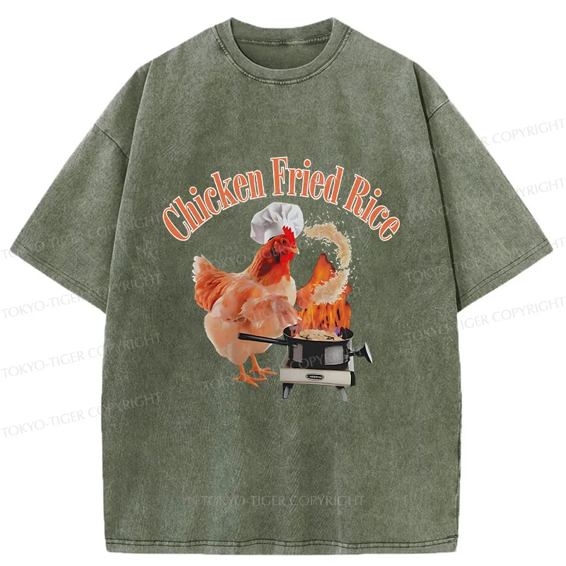 Tokyo-Tiger Chicken Fried Rice Washed T-Shirt