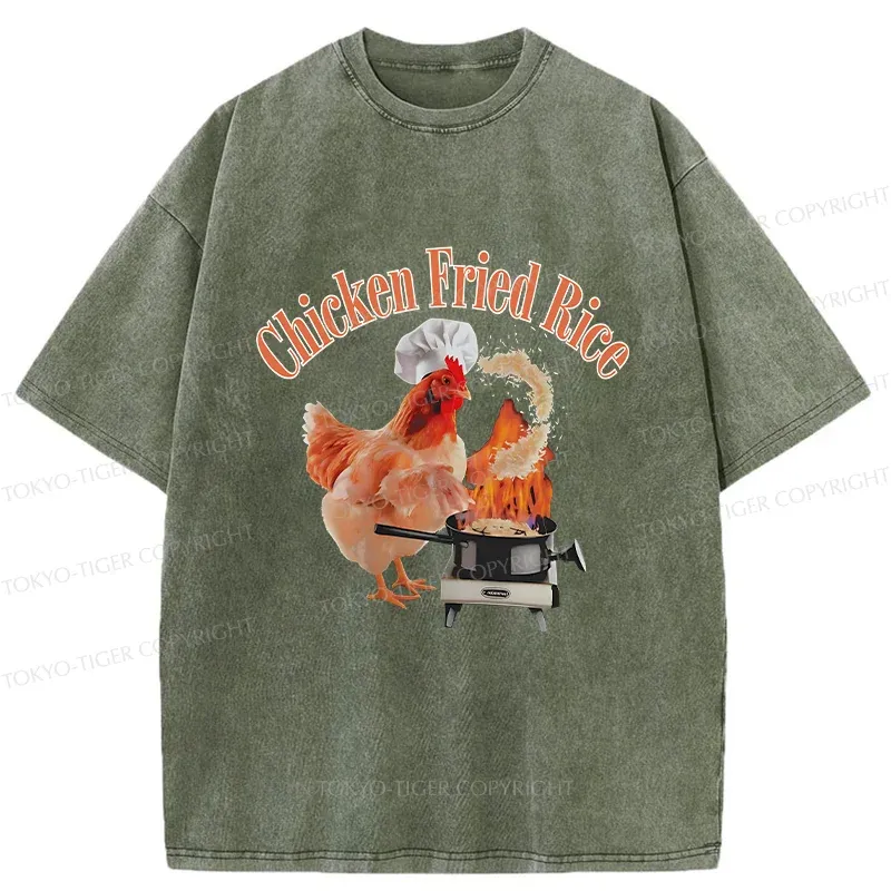 Tokyo-Tiger Chicken Fried Rice Washed T-Shirt