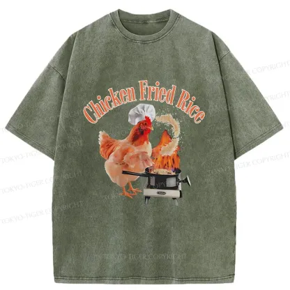 Tokyo-Tiger Chicken Fried Rice Washed T-Shirt