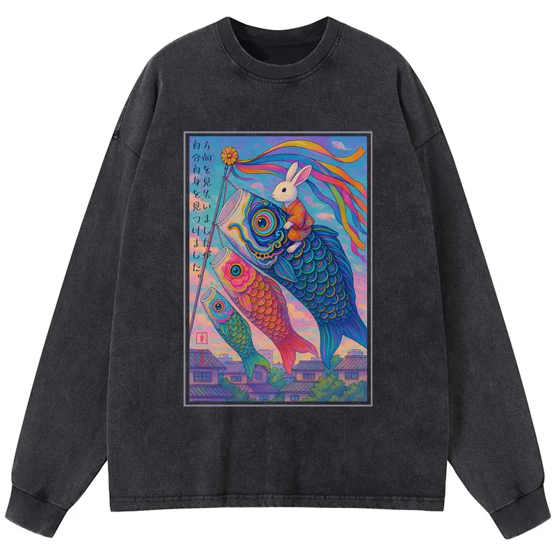 Tokyo-Tiger Delicious Chinese Food Washed Long Sleeve T-Shirt Sale