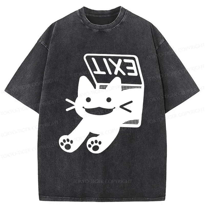 Tokyo-Tiger Cat Is Escaping Washed T-Shirt