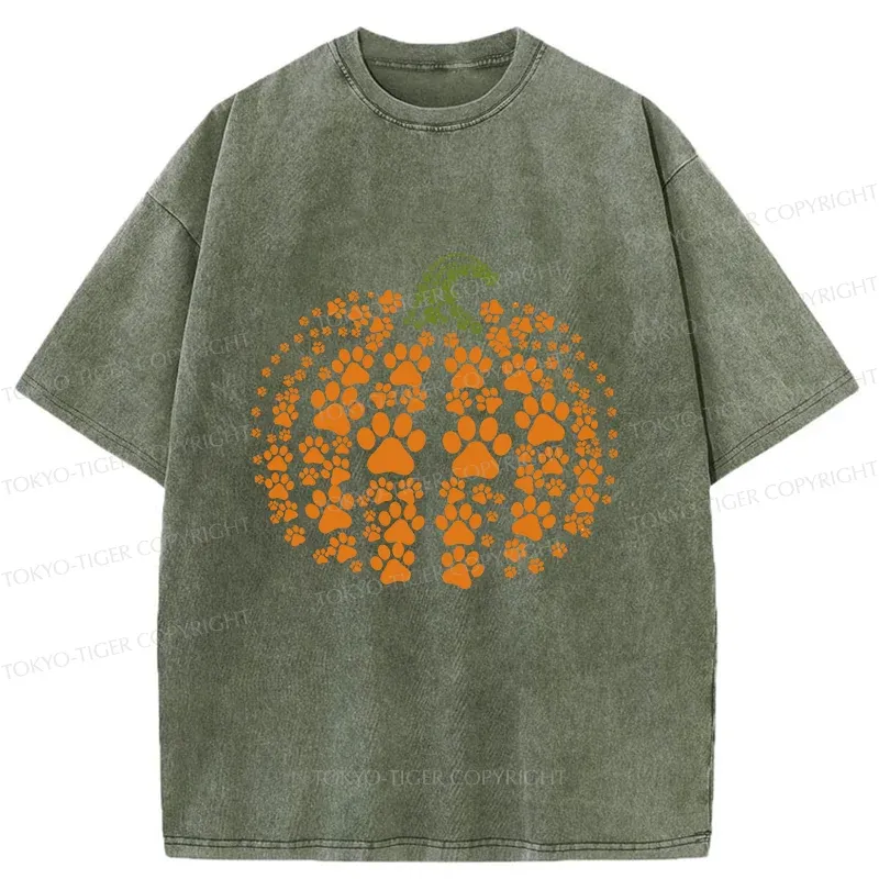 Tokyo-Tiger Cute Pumpkin Washed T-Shirt