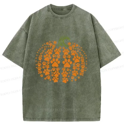 Tokyo-Tiger Cute Pumpkin Washed T-Shirt