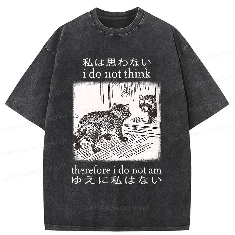 Tokyo-Tiger Raccoon Self-doubt Washed T-Shirt