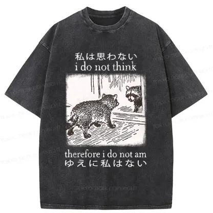 Tokyo-Tiger Raccoon Self-doubt Washed T-Shirt