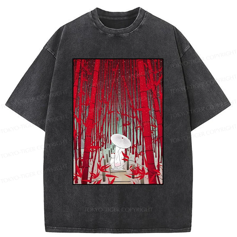 Tokyo-Tiger Japanese Bamboo Forest Washed T-Shirt
