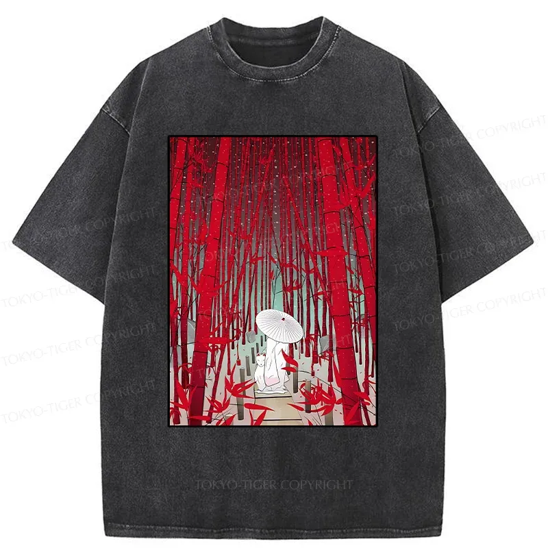 Tokyo-Tiger Japanese Bamboo Forest Washed T-Shirt